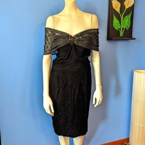 1980s Gunne Sax by Jessica McClintock Black Dress